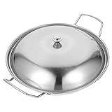 UPKOCH Wok-Pfanne Edelstahl mit Antihaftbeschichtung Bratpfannen Köche Alltagspfannen Suppentöpfe Küchengeschirr mit Griff Deckel für Gas-Induktionsherd 25 4 cm