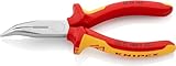 KNIPEX Flachrundzange mit Schneide (Radiozange) isoliert mit Mehrkomponenten-Hüllen, VDE-geprüft verchromt 160 mm, 25 26 160