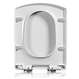 Quadratischer WC-Sitz mit Absenkautomatik, einfach zu lösen, verstellbare Scharniere, einfache Installation, 34,5 x 43 cm