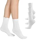 Nur Die 3er Pack Passt Perfekt Socken atmungsaktive Baumwolle einfarbig Komfortbund ohne drückende Naht Damen, weiß, 39-42