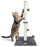 Nobleza Katzen-Kratzbaum, 80 cm Hoch Kratzsäule, Kratzstamm für mittelgroße und große Katzen mit Sisalseil und Plüschball, Grau