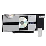 Bennett & Ross Ålesund Vertikal Stereoanlage - HiFi Microanlage mit CD-Player, MP3, UKW-Funktion, USB und Bluetooth mit NFC - Standaufstellung oder Wandmontage - Fernbedienung - Silber