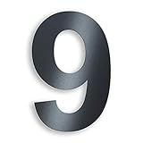 Metzler Hausnummer aus massivem Stahl in Anthrazit - RAL 7016 Anthrazitgrau Feinstruktur Pulverbeschichtet - Schrift Arial - Höhe 20 cm - Ziffer 9