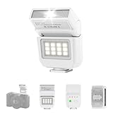 ULANZI SL03 Mini Kamerablitz mit Videolicht, GN8 6500K Kamera Speedlite Blitzgeräte, 90° verstellbare, 4 Leistungsstufe (1/8~1/1), Einzelkontakt-Blitzschuh für Sony/Canon/Fuji DSLR, Weiß