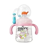 Baby-Trinkbecher | 300 ml Baby-Wasserbecher – auslaufsichere Kinder-Wasserflasche mit Strohhalmen und Deckel, auslaufsicher, bunter Sprüh-Trinkbecher für Zuhause und Reisen