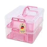 INTIRILIFE Transportbox Behälter für Kuchen und Cupcakes 2 Etagen aus Kunststoff in Pink - 36.1 x 26.1 x 21.2 cm - Transportbehälter für Muffins Kuchenbox