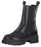 Tamaris Damen Chelsea Boots, Frauen Stiefeletten,Wechselfußbett,uebergangsstiefel,Schlupfstiefel,hoch,Boots,Stiefel,Black Leather,38 EU