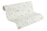 A.S. Création Maison Charme Vliestapete mit floralem Muster Blümchen 0,53 x 10,05 m – Creme, Grün, Bunt – Blumentapete Made in Germany – 937701