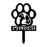 Fangxuee Gartenstecker mit Hundepfote, Gartenstecker, Hundefußabdruck, Dekoration für Den Außenbereich, Metall, Gartenkunst, Süße Gartenstatuen