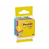 Post-it 2012MUC Haftnotiz Würfel Mini, 51 x 51 mm, 400 Blatt, ultragelb/pink/grün/blau