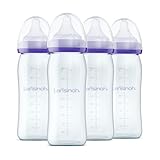 Lansinoh Glas Flaschenset - Babyflaschen mit NaturalWave Sauger Gr. M, 240 ml - 4 Stück
