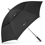 NINEMAX Regenschirm Groß Sturmfest,Golf Stockschirm Automatik Auf,XL Regenschirm für Herren Damen,Doppelt üBerdachung BelüFtet, (Schwarz)
