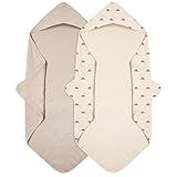 Peepeemax Kapuzenhandtuch Baby 2er-Pack, Musselin Baumwolle Baby Handtuch Kapuze, Weiche und Saugfähige Babyhandtuch mit Kapuze, Geeignet für Neugeborene und Babys 0–18 Monate, 76x76cm, Regenbogen