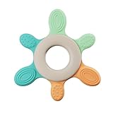 nip – Beißring | Nachhaltiger Beißring für Babys ab 3 Monaten aus über 65% natürlichen Rohstoffen. Zur sanften Massage von Zahnfleisch, Zunge und Zähnchen | Türkis/Grün/Orange