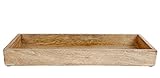 Mangoholz Kerzentablett eckig - ca. 39 x 14 cm - Deko Holztablett mit Rand - Holz Obst Schale Servier Brett Kerzen Tablett Adventskranz Weihnachten