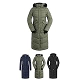 Lazura - Thermomantel Sophia – Wintermantel für Damen – wattierter Reitmantel – Steppmantel mit abnehmbarer Kapuze – atmungsaktiv, wind- & wasserabweisend – Mantel in Olive – Gr. M