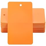 SOFPLATE 100 Stück Orangefarbene Wasserdichte Etiketten Blanke Kunststoff Beschriftungsetiketten 5 x 9cm Rechteckig Zum Aufhängen Namensösen Drahtetiketten Zum Identifizieren von Namensausweisen Hand