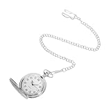 MOBUTOFU Mechanische Taschenuhr mit Handaufzug und Kette Klassische Gravierte Taschenuhr für Herren und Damen Flip Cover Design für Formelle und Anlässe