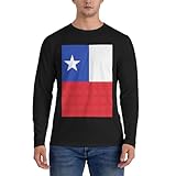 Klassische Herren-Langarmhemden, moderner, taillierter Grafikdruck, modische T-Shirts mit Flagge von Chile, Schwarz , XXL