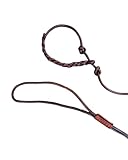 ALMADOG Fluesterleine Silent - Lautlose, verstellbare Umhaengeleine mit Zugstopp - Pirschleine aus Rundleder, ohne Metall (Dunkelbraun)