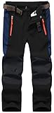 DAFENP Kinder Softshellhose Skihose Warm Gefüttert Thermohose Winter Wasserdicht Winddicht Schneehose Jungen Mädchen Wanderhose KZ0056-Black-128/134