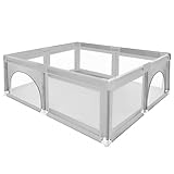 XUANYU Kleiner Laufstall für Babys, modulierbar, 120 x 120 x 66 cm, kleiner Laufstall für Kinder, Spielstall für Babys mit Barriere, Laufgitter aus Oxford-Stoff, 50 Bälle und 8 rutschfeste Saugnäpfe