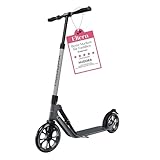 HUDORA BigWheel 230 Advanced Scooter - Stabiler Aluminium-Roller bis zu 120kg - Leiser & zusammenklappbarer Cityroller mit Ständer & Klingel - Kick-Scooter für Kinder/Jugendliche & Erwachsene - shadow