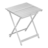 WOLTU Campingtisch klappbar, Gartentisch aus Aluminium, Balkontisch Klapptisch Beistelltisch für Garten Terrasse Balkon, 50.5 x 59.5 x 47 cm (B x H x T), Silber