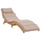 HETFTJN Garten Lounge Strandstuhl Balkonmöbel Loungesessel Outdoor - Sonnenliege mit Auflage Taupe Massivholz Akazie für Garten Balkon Outdoor Camping