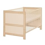 roba Babybett Momo 70 x 140 cm - Mitwachsendes Gitterbett - Höhenverstellbar - Umbaubar zum Juniorbett - Holz cashmere lackiert/Dekor Tristan Eiche
