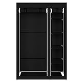 Bonnlo Kleiderschrank, 110 x 45 x 175 cm, Stoffschrank mit Kleiderstange und Ablagen Stabil, Stoffkleiderschrank für Schlafzimmer, viel Platz, Faltbar, Schwarz