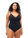 Zizzi Swim by Damen Große Größen Badeanzug mit Wickeleffekt Gr Gr 48 Black