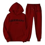 Warmer Damen-Pyjama, gemütlicher Schlafanzug, trendiger Damen-Pyjama, Frühling/Herbst/Winter, 199X, bedruckt, Sport und Freizeit, einfarbig, Jacke, Kapuzenpullover, Hose, Set für Damen, wein, M