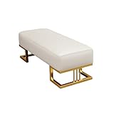 KIBONCY Moderne Luxus-Polsterbank, Faux Leder Office Guest Stuhl, Pu Leder-Speisesaal-Kanal Ottomane mit goldenem Edelstahl Bein BECHED END DER Bed BECH-100X45X42CM A