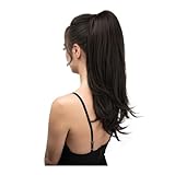 Synthetische Krallen-Clip-In-Pferdeschwanz-Extensions, lange glatte Haare, Daily Ware Haarteil Zopf mit Band, Pferdeschwanz Für den täglichen Gebrauch(Black brown)