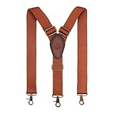 TOURBON strapazierfähige Hosenträger aus Baumwolle und Leder, Herren-Hosenträger für Hosen, verstellbar, Y-Form, 3,8 cm breit