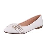 Elara Damen Ballerinas Bequem Lederoptik Strass Flach Chunkyrayan B069-BL-White-39