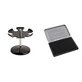 Maul 5100690 Stempelträger in runder Ausführung, 110 x 100 x 110 mm, schwarz & Imprint 9072M Stempelkissen Schwarz – Metall, Größe 11 x 7 cm