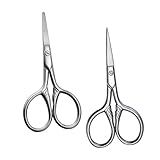 LIFKOME 2 Stück Teiliges Edelstahl Präzisions scheren Kleine Augenbrauen Bartschere Spitze Runde Klingen für Herren und Damen Multifunktional für Bart Augenbrauenschneiden Langlebig und