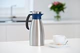 Emsa Soft Grip Isolierkanne, 1 Liter, Edelstahl, 12 Stunden heiß + 24 Stunden kalt, Auslaufsicher, Rutschfester Griff, Farbe Blau, N4120100
