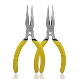 BOOSDEN 12.5 cm Spitzzange mit Seitenschneider, 2 Stück, Mini Flachrundzange mit rutschfestem Griff, Präzisions Spitzzangen für Elektronik, Basteln, DIY und Schmuckherstellung