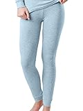 OCERA Thermo Unterhose für Damen, Warme Thermounterwäsche aus Baumwolle für den Winter - hellblau - L