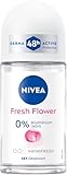 NIVEA Fresh Flower Deo Roll-On, Deoroller ohne Aluminium mit blumigem Duft, antibaktierielles Deodorant ohne Ethylalkohol für 48h Schutz (50 ml)