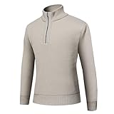 PODOLIXIA Half Zip Pullover Herren Stehkragen Pullover Herren mit Reißverschluss Turtleneck Strickpullover Herren Arbeitspullover Lange Ärmel Troyer Pullover Strick Casual Sweater Winterpullover