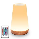 Auxmir Nachttischlampe 13 Farben 5 Modi, Nachtlicht Kinder mit Timing Funktion, LED Tischlampe USB Aufladbar Touch Dimmbar & Fernbedienung, Stilllicht Baby für Schlafzimmer Kinderzimmer Balkon Outdoor