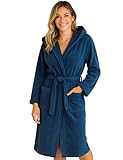 Morgenstern Bademantel Damen mit Kapuze 100% Baumwolle Frottee OEKO-TEX® Morgenmantel Marina Marineblau Gr. M