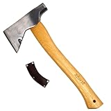 Xforst Axt Beil Handbeil Axthammer Bauaxt. Mit amerikanischem Hickory-Holzstiel und Kopf aus geschmiedetem Kohlenstoffstahl. Modell X-AH800.