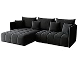 KP-Meble - Ecksofa mit Schlaffunktion - Gona - Schlafsofa 245 x 180 cm - Elegant, langlebig, freistehend - Automatisch für einfaches Ausklappen - 246x188x93cm - Monolith 97 (Graphit)
