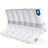 PERMANENTLY001 gepolsterte Sportsocken Tennissocken Herren Damen Jungen atmungsaktive Baumwoll-Trainer-Performance socken Badminton Wandern Pickleball Volleyball 38-43 M Weiß 6 Paar