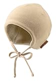 Sterntaler Beanie Fleece – warme Unisex Babymütze mit Ohrenklappen & Bindeband – kuscheliges Microfleece mit Baumwollfleece-Futter - Bequeme Wintermütze - ab Geburt – beige, Größe 39